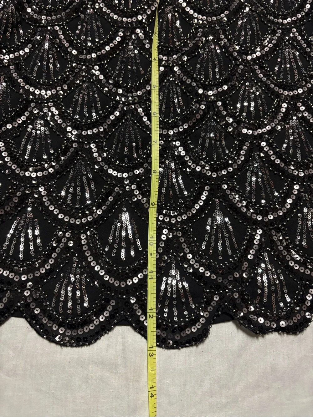 Blue Rain Black Sequin Scalloped Mini Skirt